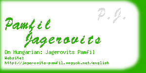 pamfil jagerovits business card